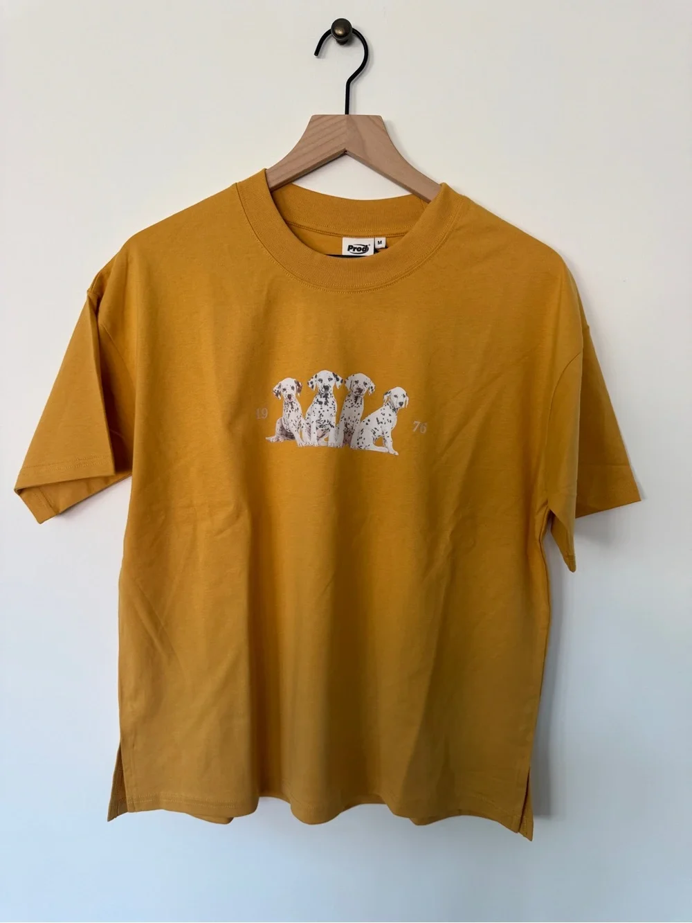 Dog Graphic Tee in Mustard - Dalmatian Design